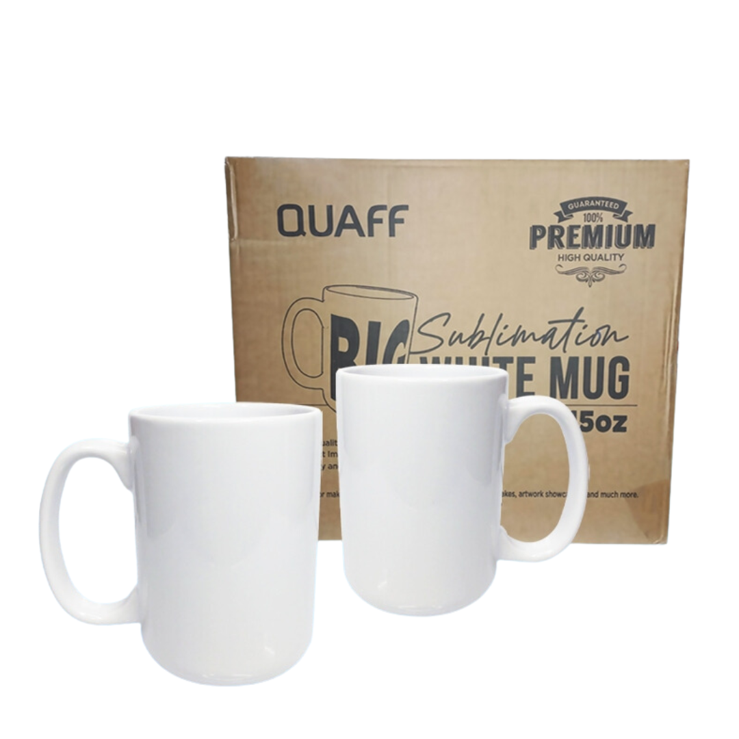 1-Box QUAFF Sublimation Coated White Mug 15oz Sublimation Coated ...